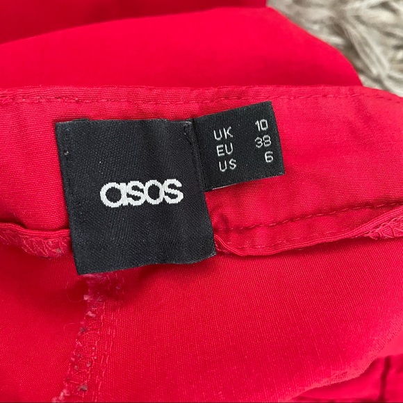 ASOS skinny crop bright red pants sz 6 - Picture 3 of 3